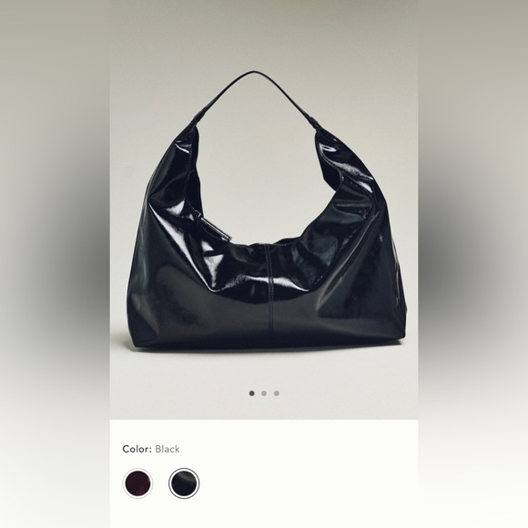 Anthropologie Handbags - NWT new Anthropologie shiny faux patent leather tote bag purse black